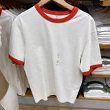  Áo UNIQLO trắng tay cổ viền G1T1 