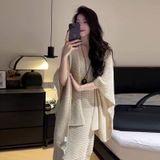  Set len trơn màu ( 1 đầm + 1 khoác) 0836525 SAOD 