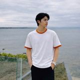  Áo UNIQLO trắng tay cổ viền G1T1 