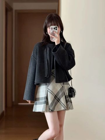  Áo dạ khâu tay có dây buộc 2 màu 1169522 G13 