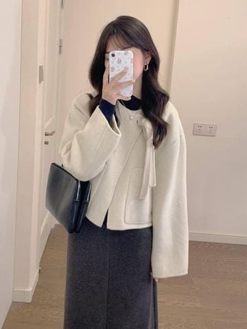  Áo dạ khâu tay có dây buộc 2 màu 1169522 G13 