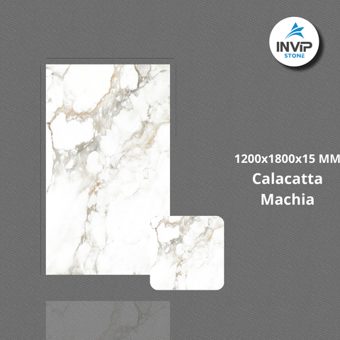 Đá nung kết Calacatta Machia Vân Khói Chỉ Vàng