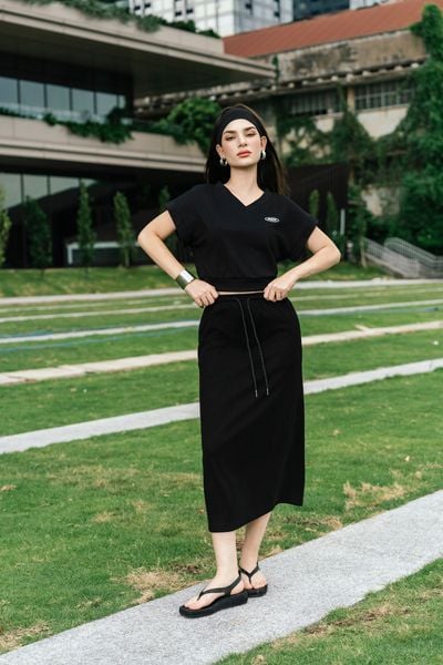 Chân Váy Thun Dài màu Đen