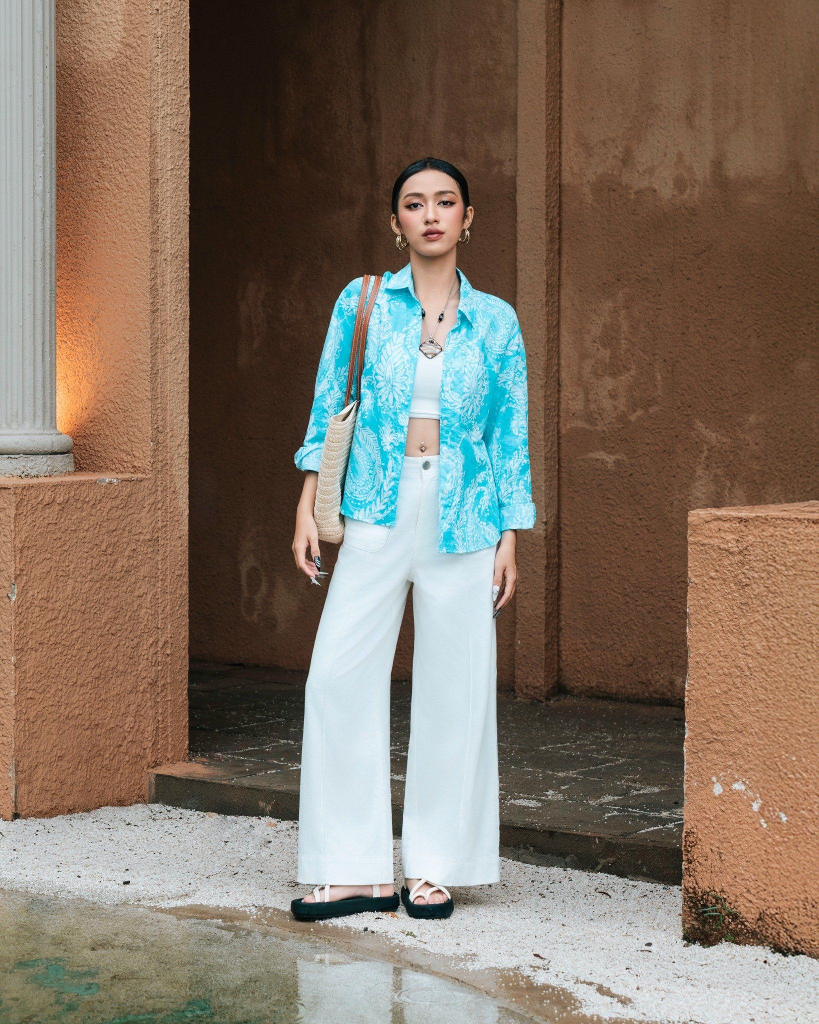 Sơ Mi Form Rộng Linen Họa Tiết 10611915