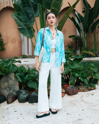 Sơ Mi Form Rộng Linen Họa Tiết 10611915