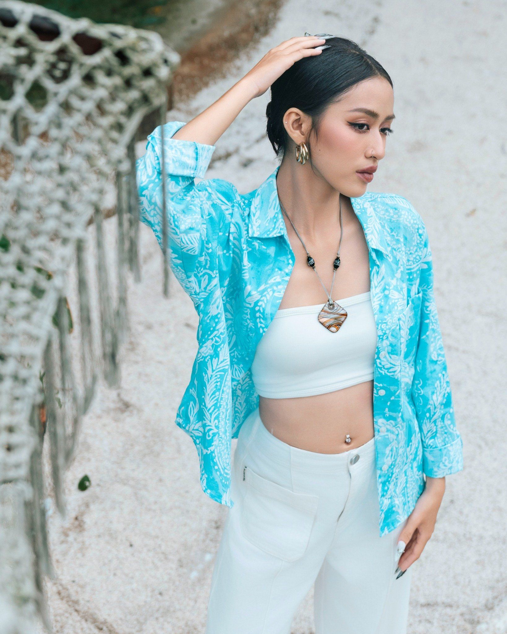 Sơ Mi Form Rộng Linen Họa Tiết 10611915