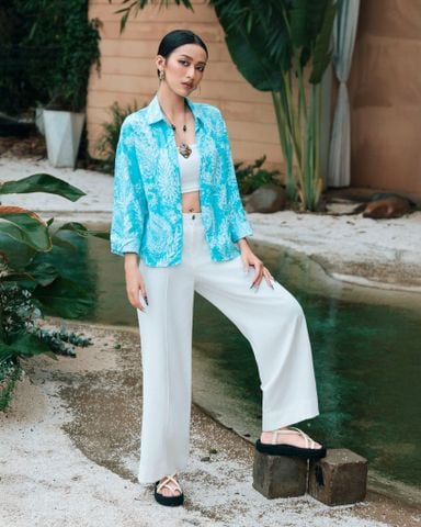 Sơ Mi Form Rộng Linen Họa Tiết 10611915