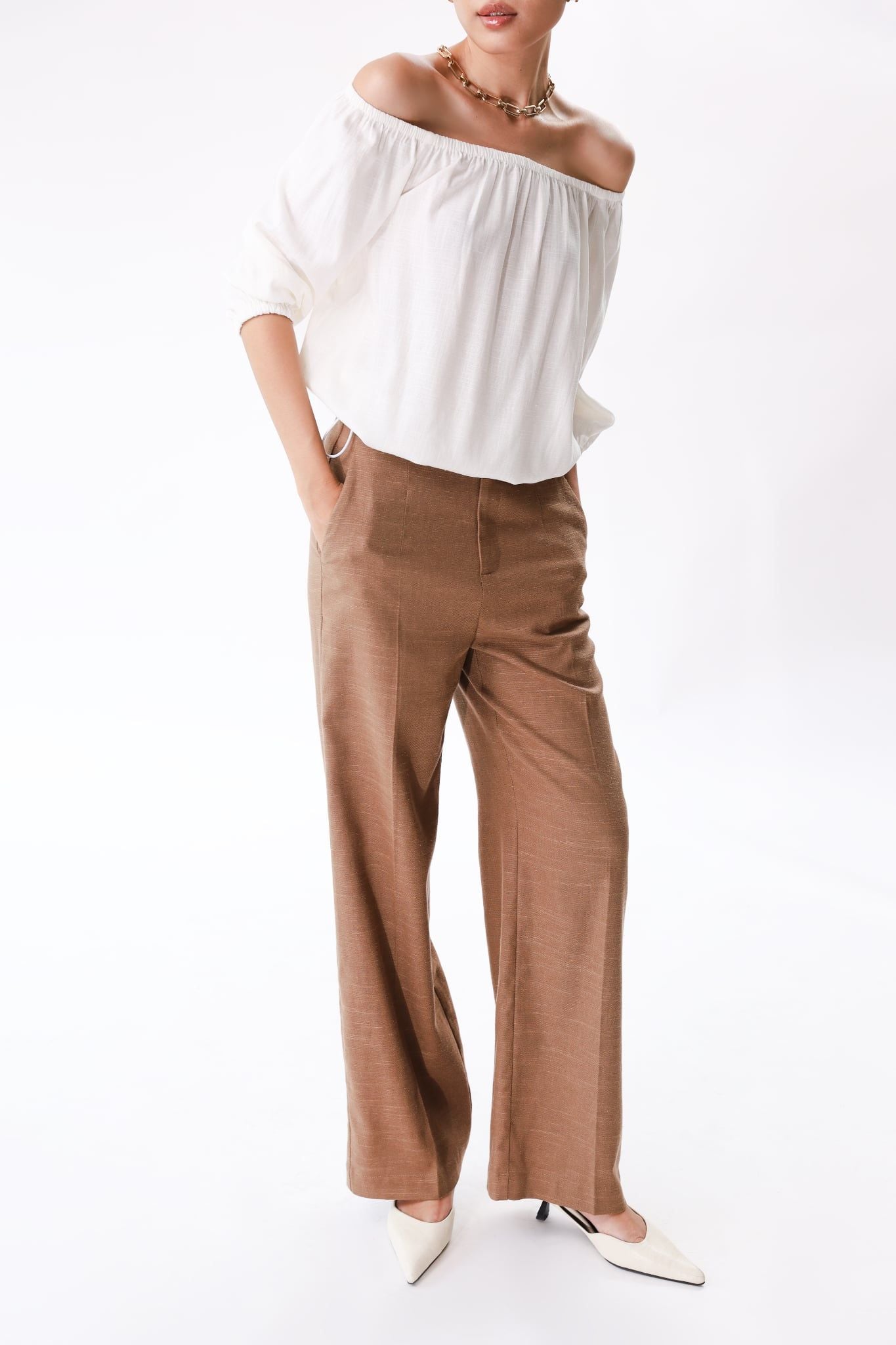 Quần ống suông chất Linen 19012302