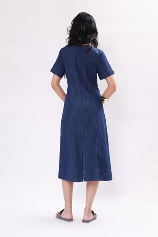 Đầm Jean Ngắn Tay Phối Khóa Kéo 12212365