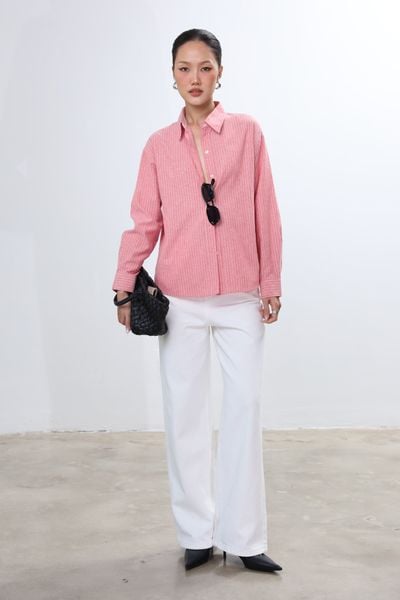 Áo sơ mi kiểu DT 10612253 - Đỏ sọc trắng 1