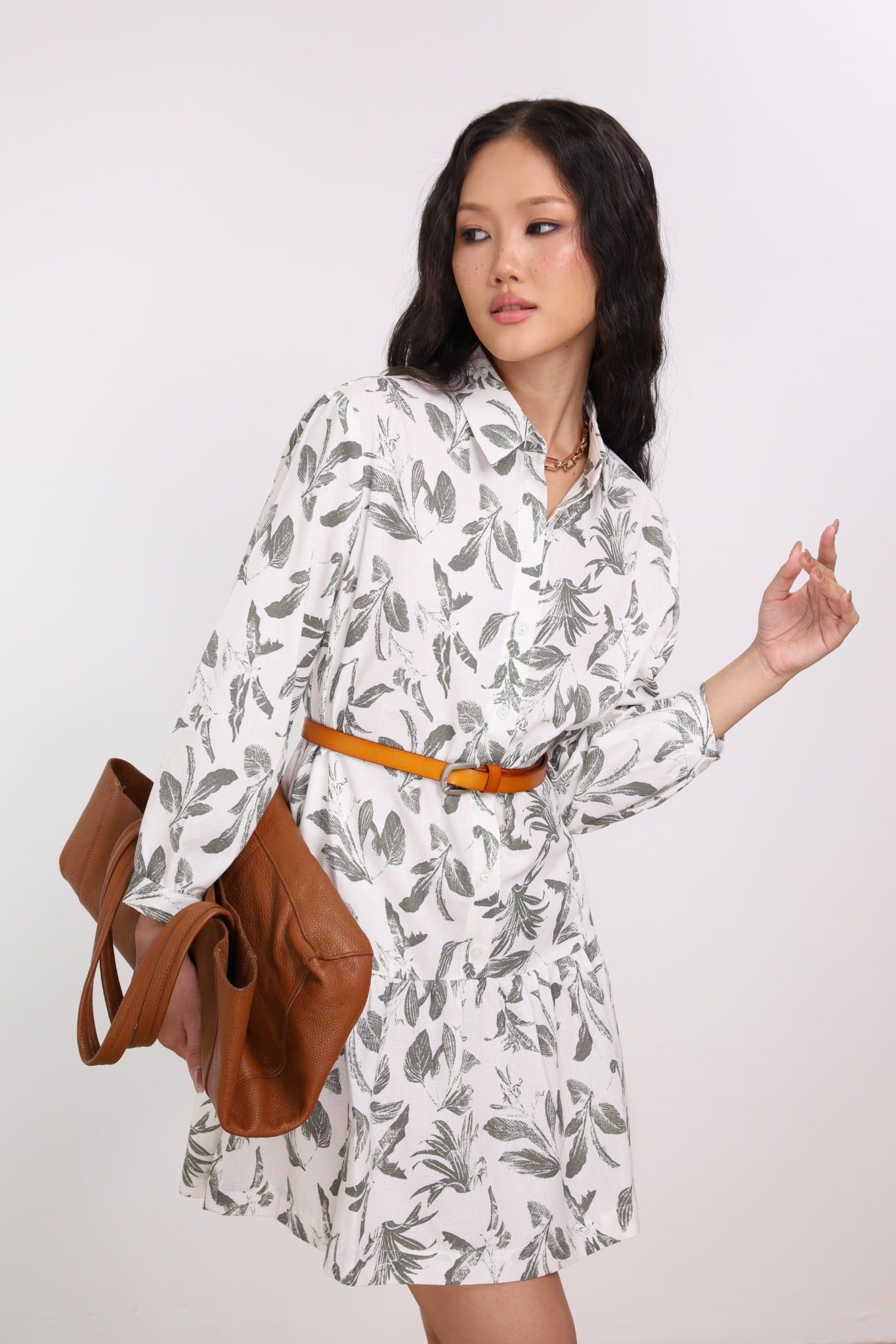 Đầm Sơ Mi Linen Dài Tay 11012142