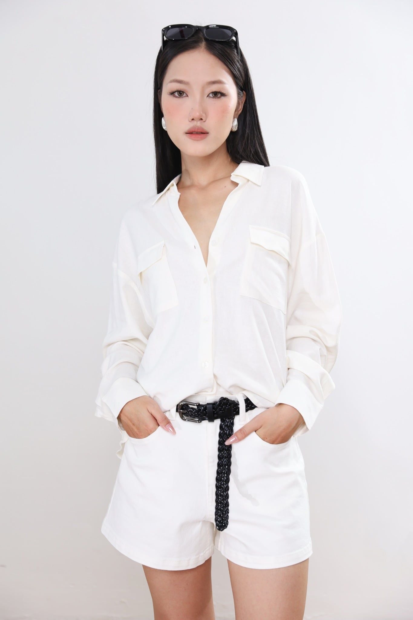 Áo Sơ Mi Linen Phối Túi DT 10612281