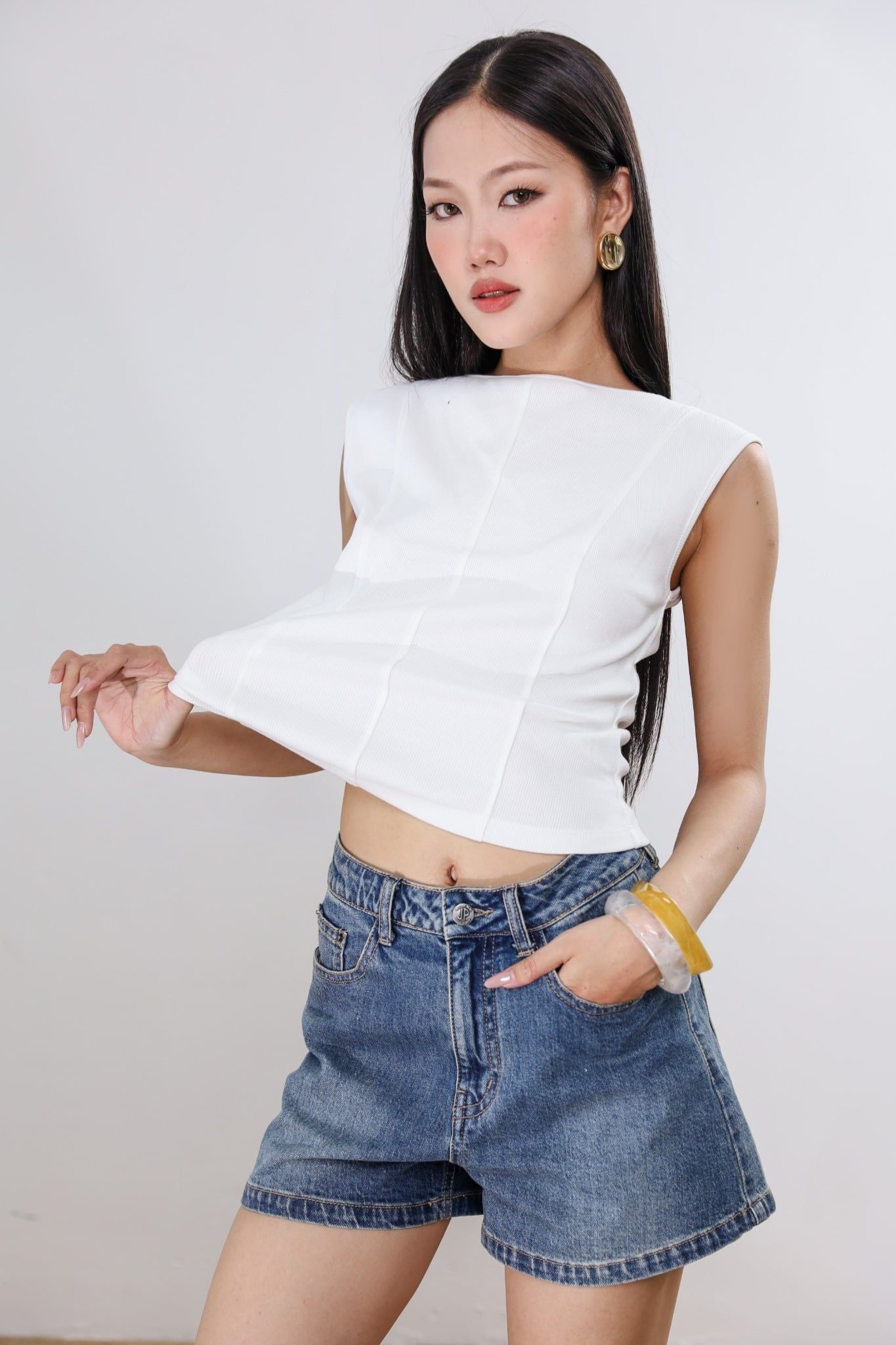 Quần Short Jean Lưng Cao 15012301