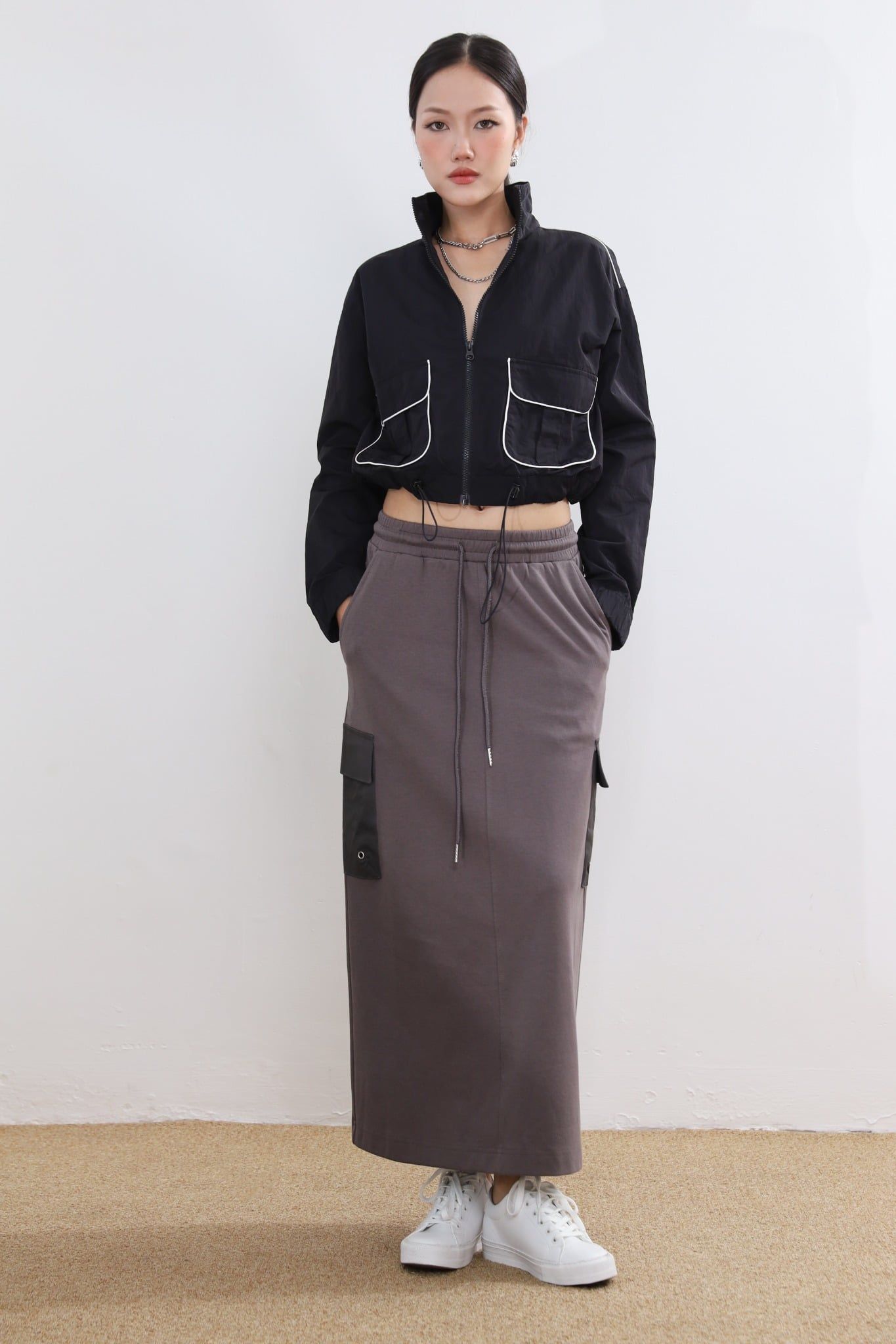 Khoác Dù Croptop Phối Túi 10710757