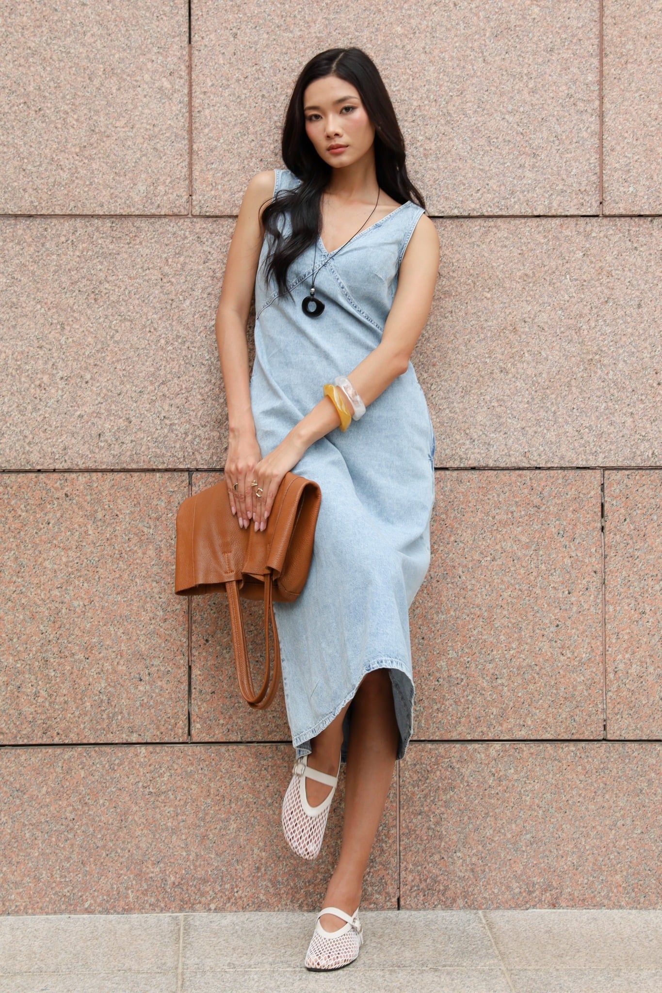 Đầm Jean Cổ V 11012219