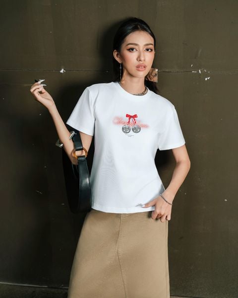 áo thun cherish love màu trắng