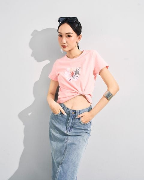 áo thun chữ màu hồng