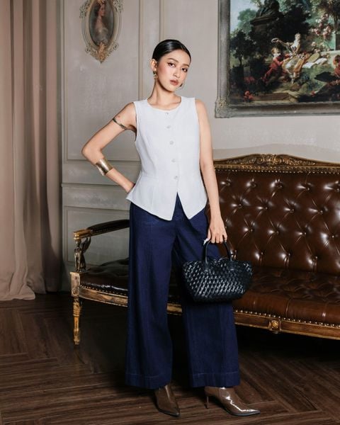 quần jean ống suông màu xanh