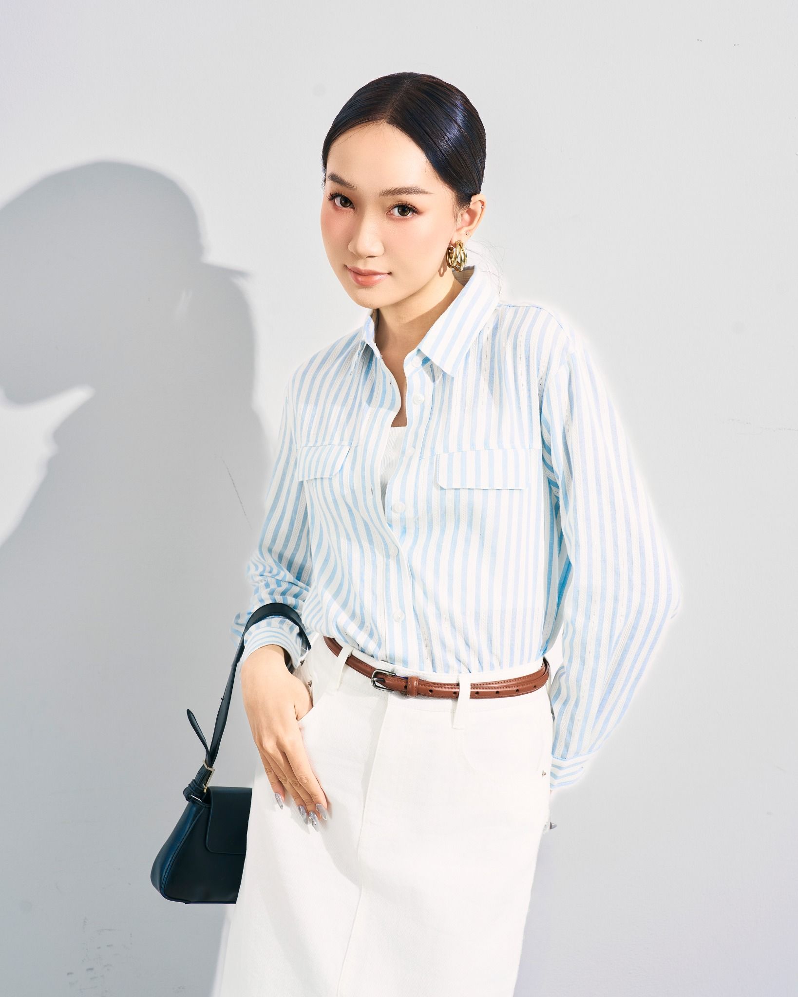 Sơ Mi Sọc Croptop Tay Dài 10611950