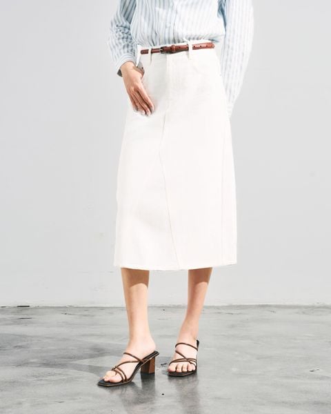 chân váy dài kaki màu trắng
