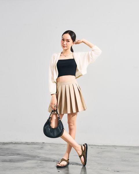 áo khoác lưới cách điệu màu trắng kem