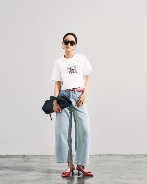 quần jeans ống rộng basic màu xanh