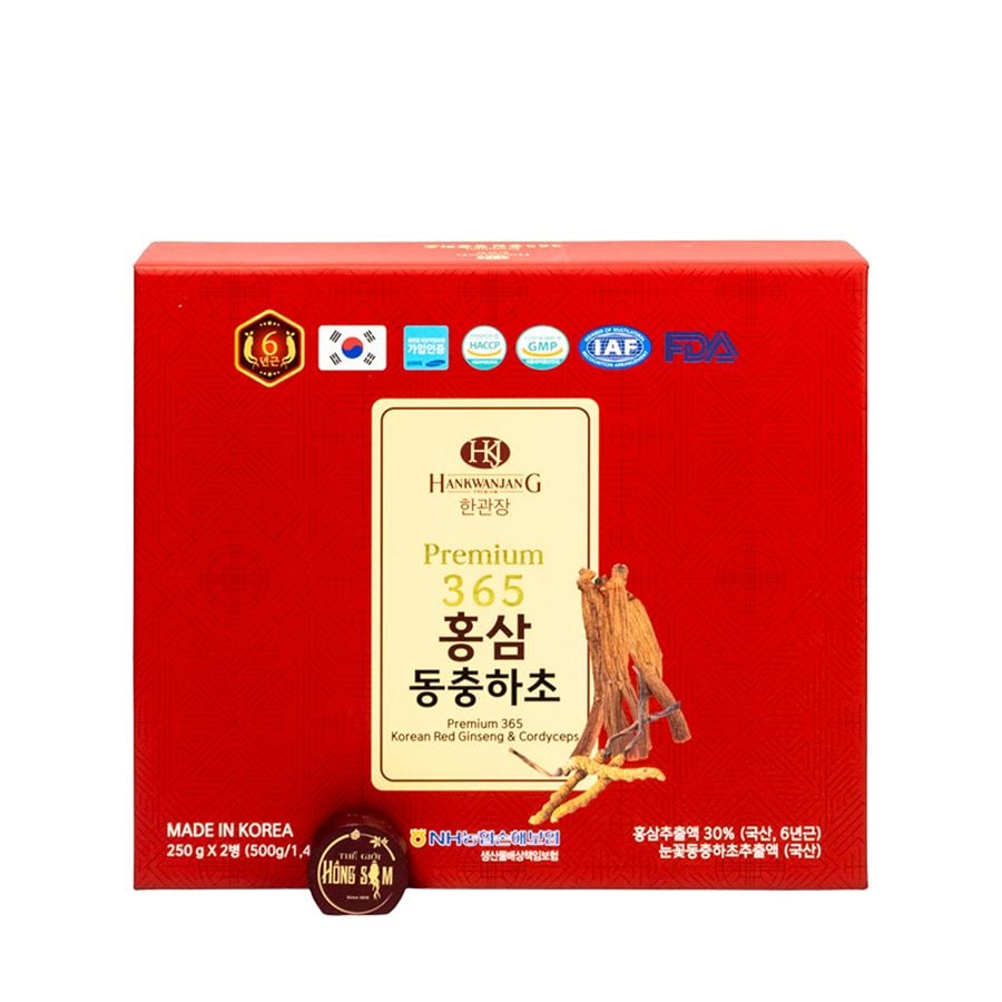 Cao Hồng Sâm Đông Trùng Hạ Thảo 365 Hàn Quốc Hộp 2 Lọ x 240g