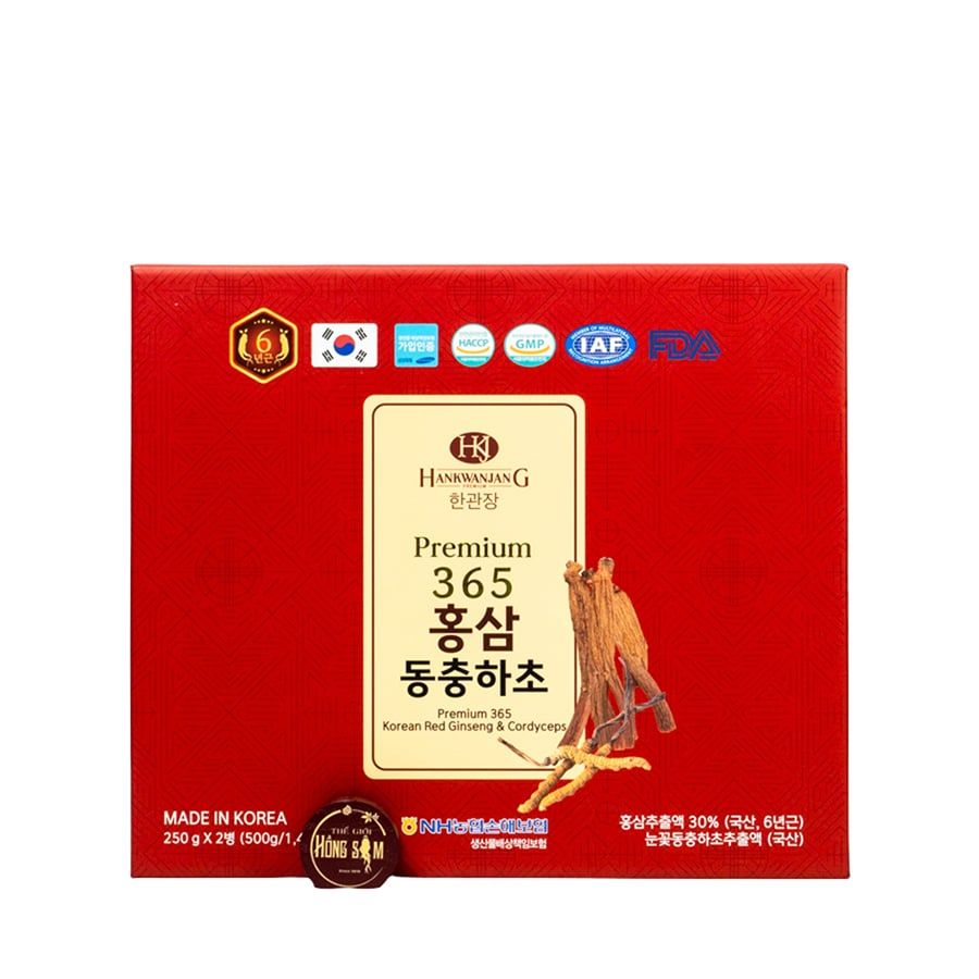 Cao Hồng Sâm Đông Trùng Hạ Thảo 365 Hàn Quốc Hộp 2 Lọ x 240g