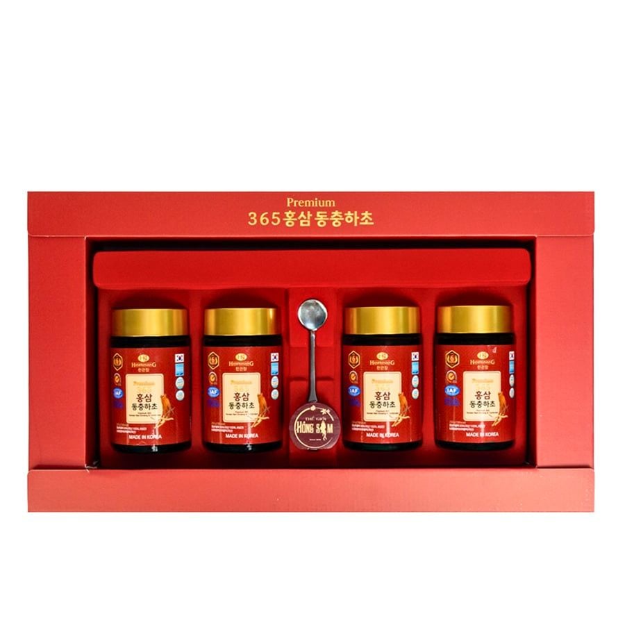 Cao Hồng Sâm Đông Trùng Hạ Thảo 365 Hàn Quốc Hộp 4 Lọ x 240g