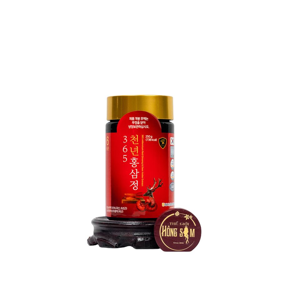 Cao Hồng Sâm Nhung Hươu Linh Chi 365 Hàn Quốc Hộp 2 Lọ x 250g