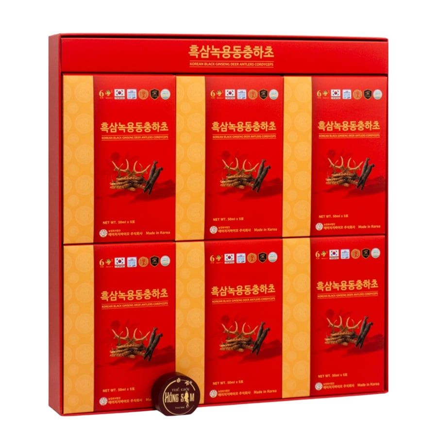 Nước Hắc Sâm Nhung Hươu Đông Trùng Hạ Thảo Ginseng King Hộp 30 Gói x 50ml