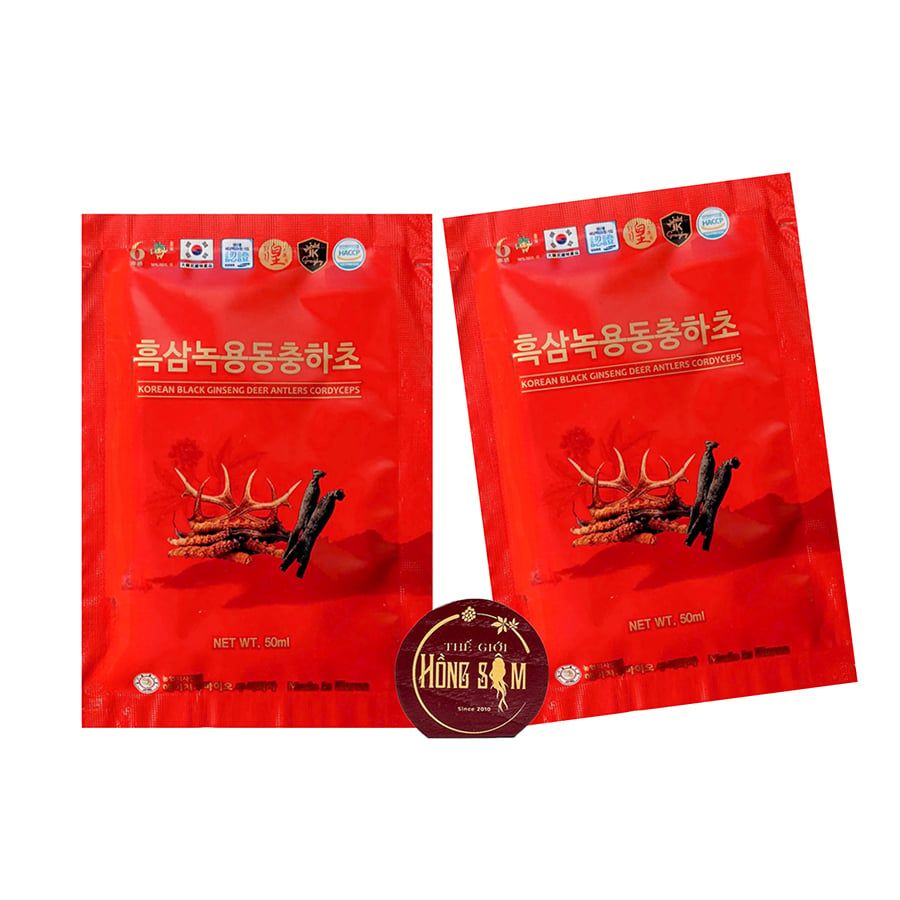 Nước Hắc Sâm Nhung Hươu Đông Trùng Hạ Thảo Ginseng King Hộp 30 Gói x 50ml