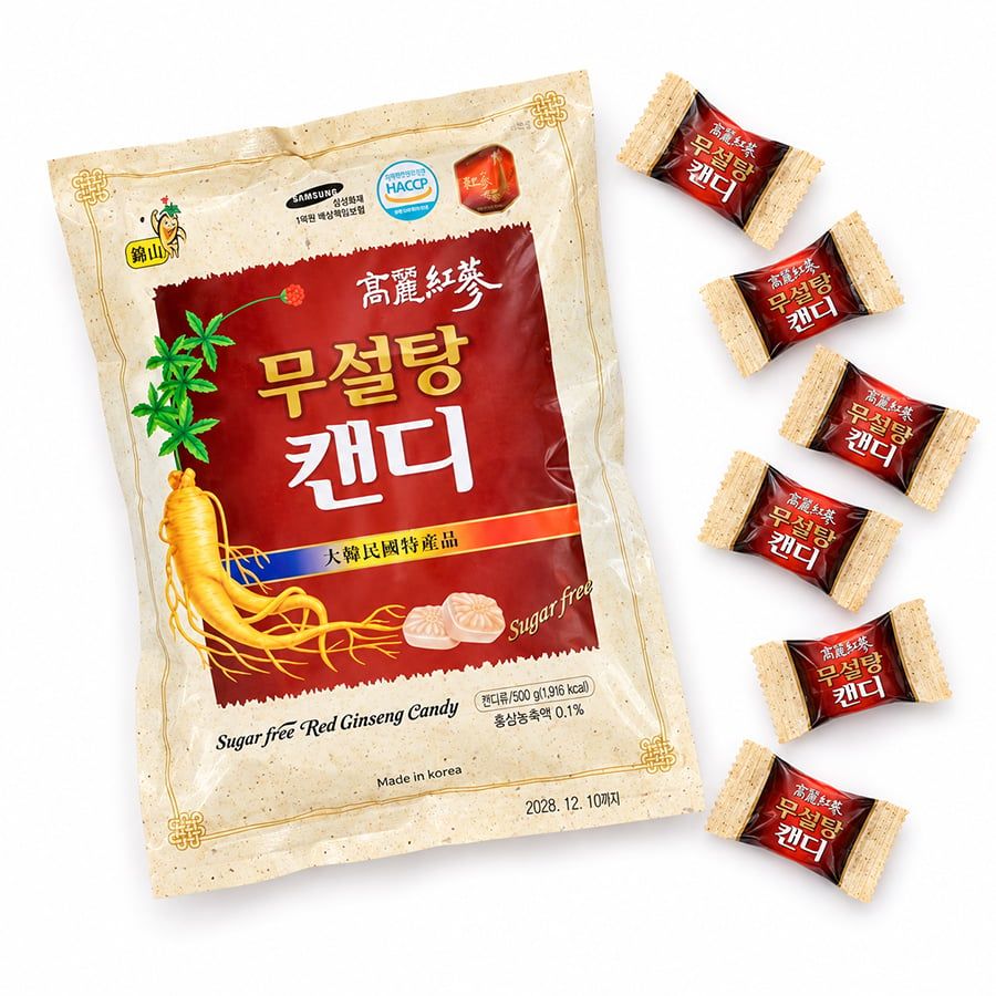 Kẹo Hồng Sâm Không Đường Hàn Quốc Gói 500g