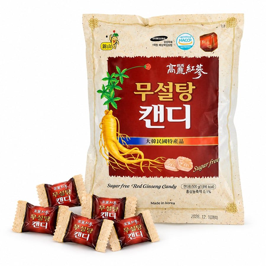 Kẹo Hồng Sâm Không Đường Hàn Quốc Gói 500g