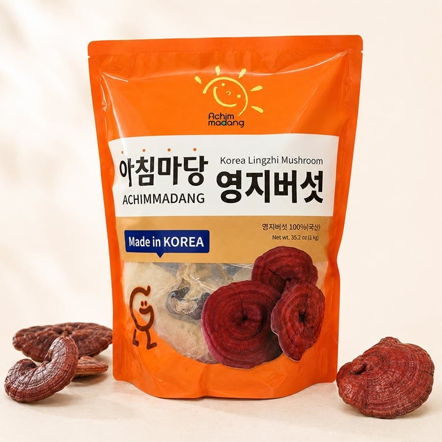 Nấm Linh Chi Đỏ Hàn Quốc Achimmadang 1kg Nguyên Tai (4-6 Tai)