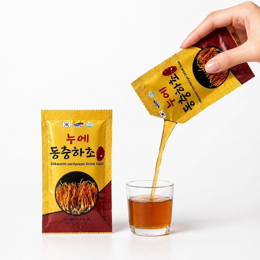 Nước Đông Trùng Hạ Thảo Gold Pocheon KLM Hộp Gỗ 60 Gói x 30ml