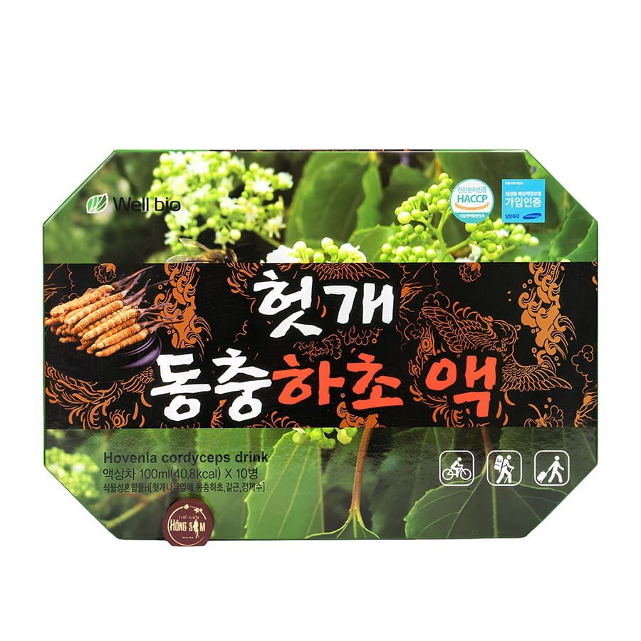 Nước Mát Gan Đông Trùng Hạ Thảo Well Bio Hộp 10 Chai x 100ml