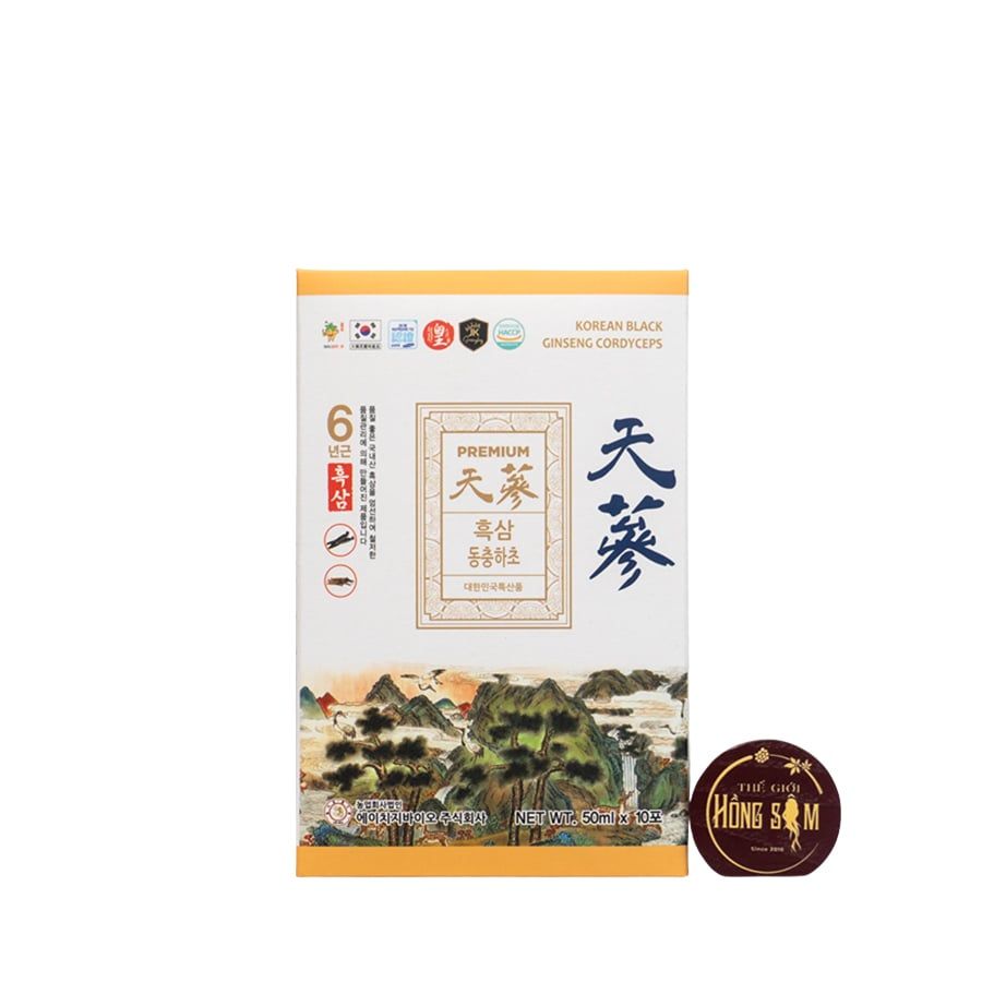 Nước Hắc Sâm Đông Trùng Hạ Thảo Ginseng King Premium Hộp 50ml x 60 Gói
