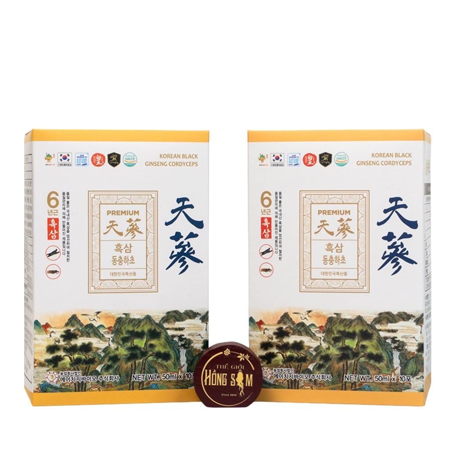 Nước Hắc Sâm Đông Trùng Hạ Thảo Ginseng King Premium Hộp 50ml x 60 Gói