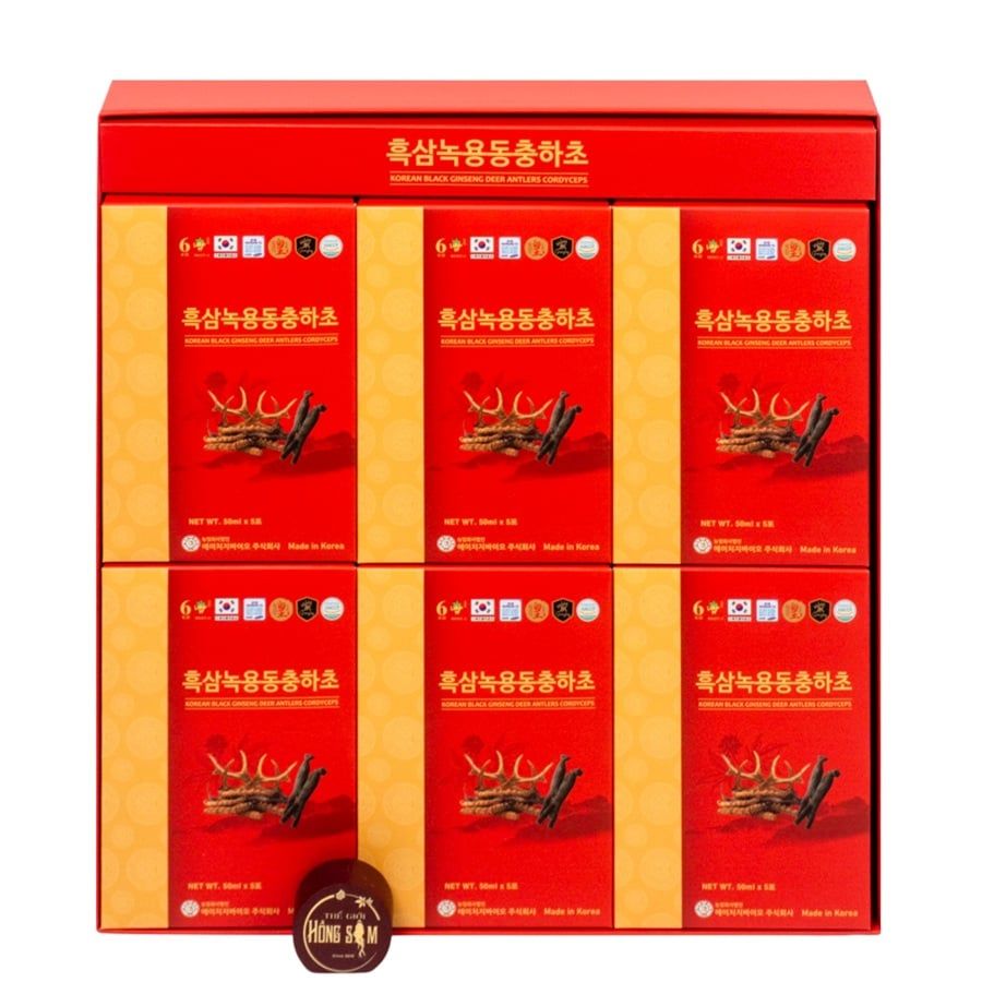 Nước Hắc Sâm Nhung Hươu Đông Trùng Hạ Thảo Ginseng King Hộp 30 Gói x 50ml