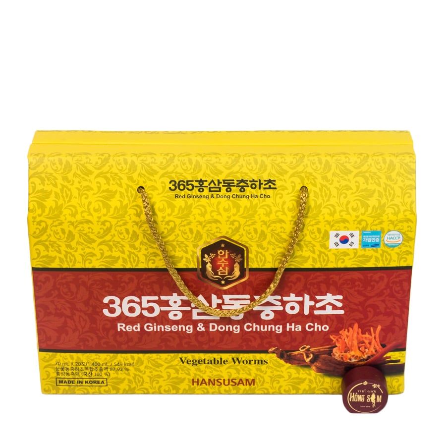 Nước Hồng Sâm Đông Trùng Hạ Thảo 365 Hansusam Hộp 20 gói x 70ml