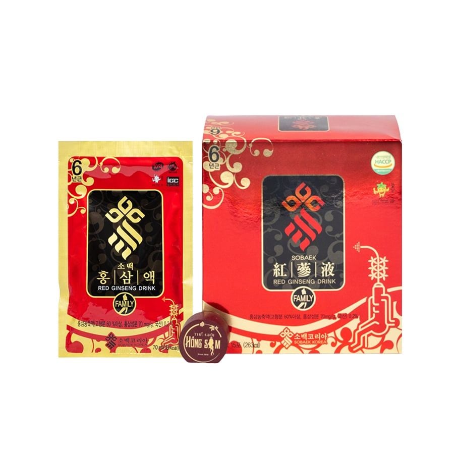 Nước Hồng Sâm 6 Năm Tuổi Sobaek Hàn Quốc 30 Gói x 70ml