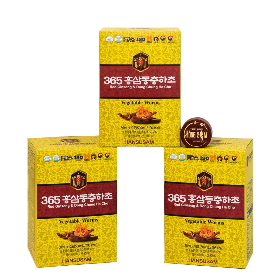 Nước Hồng Sâm Đông Trùng Hạ Thảo 365 Hansusam Hộp 60 gói x 50ml