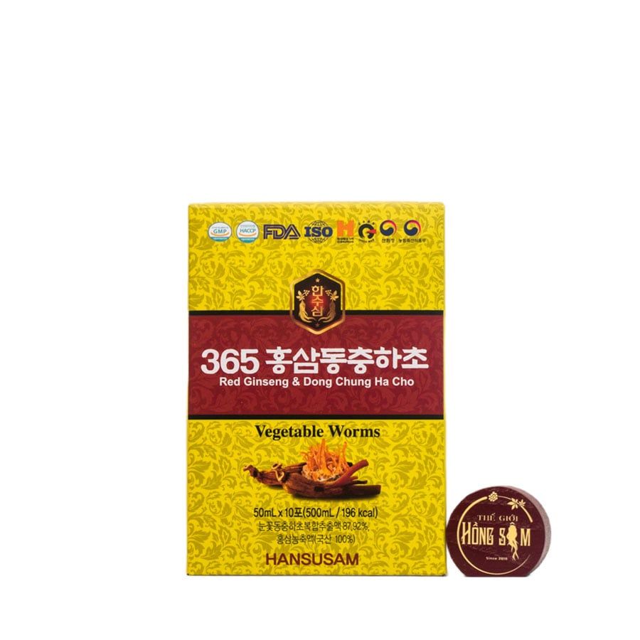 Nước Hồng Sâm Đông Trùng Hạ Thảo 365 Hansusam Hộp 60 gói x 50ml