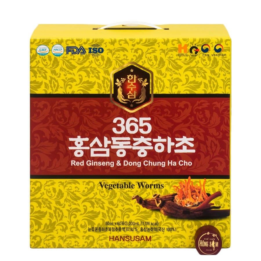 Nước Hồng Sâm Đông Trùng Hạ Thảo 365 Hansusam Hộp 60 gói x 50ml
