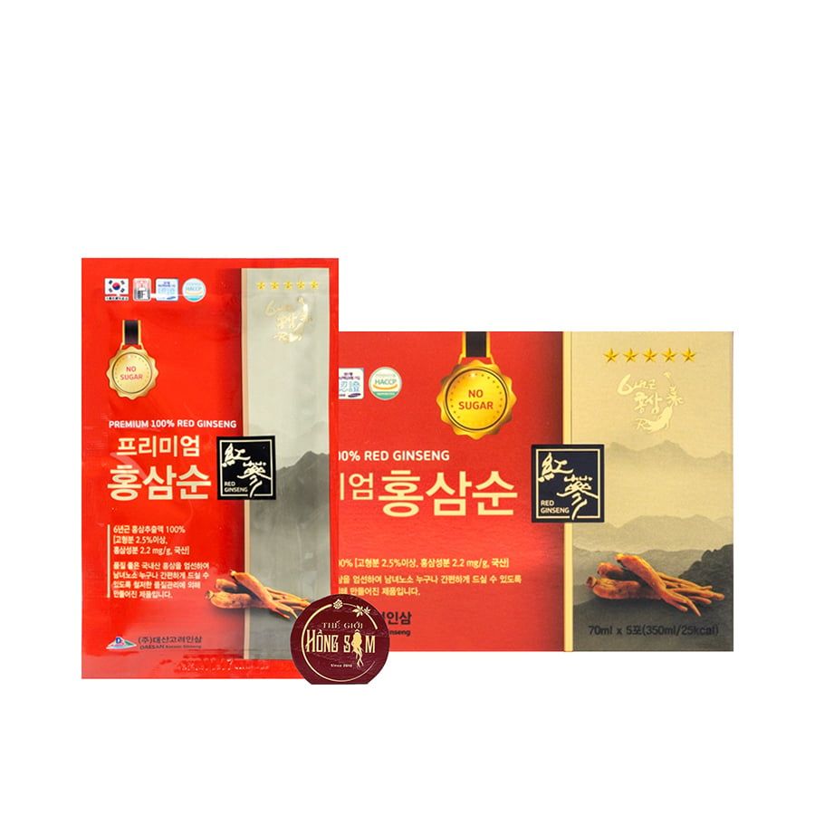 Nước Hồng Sâm Không Đường Daesan Hộp 30 Gói x 70ml