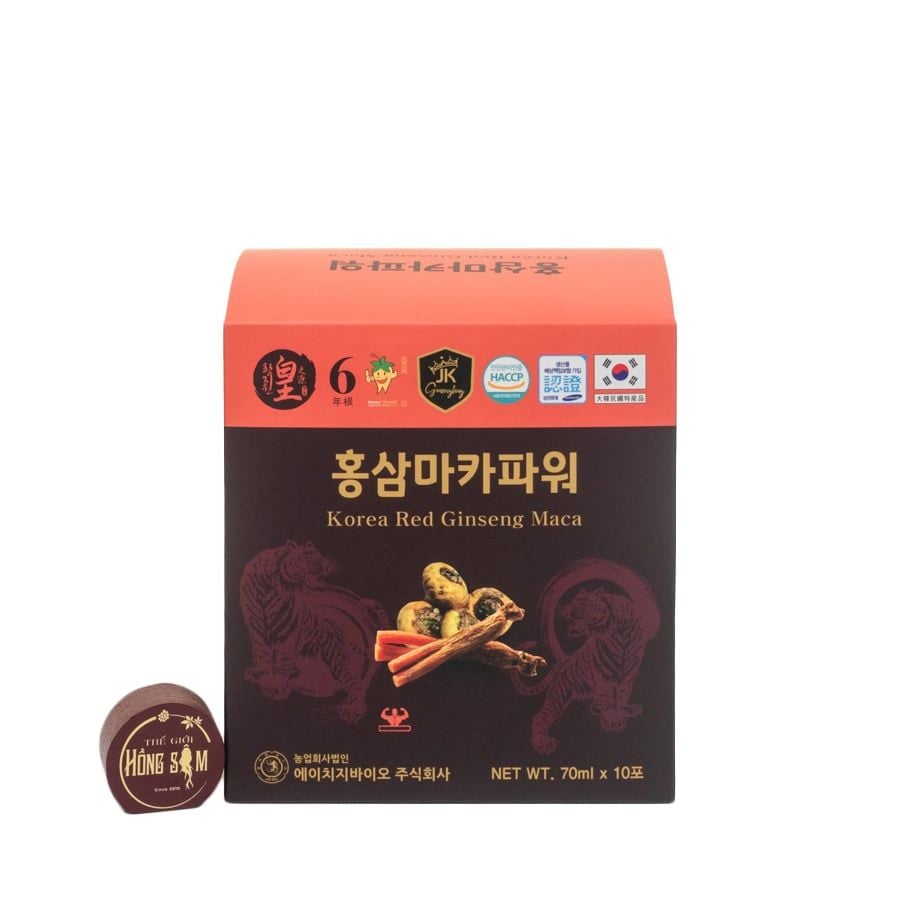 Nước Hồng Sâm Maca HG Bio Hộp 70ml x 20 Gói