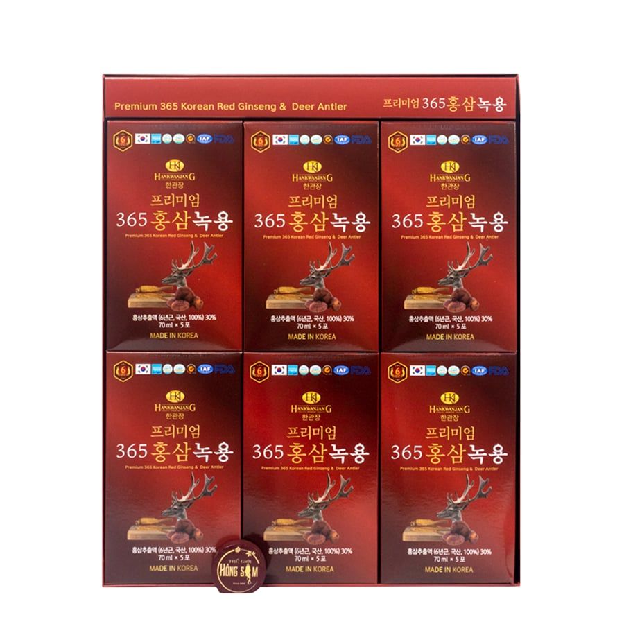 Nước Hồng Sâm Nhung Hươu Linh Chi 365 Hàn Quốc Hộp 30 Gói x 70ml