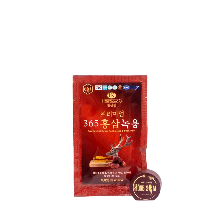 Nước Hồng Sâm Nhung Hươu Linh Chi 365 Hàn Quốc Hộp 30 Gói x 70ml