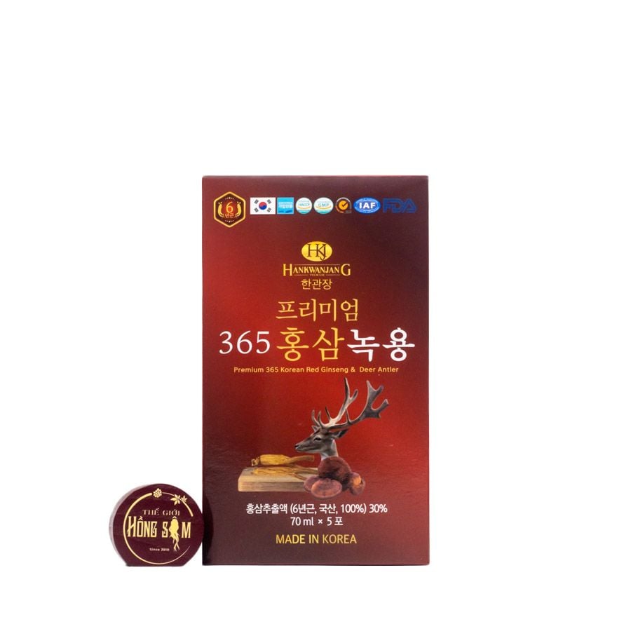 Nước Hồng Sâm Nhung Hươu Linh Chi 365 Hàn Quốc Hộp 30 Gói x 70ml